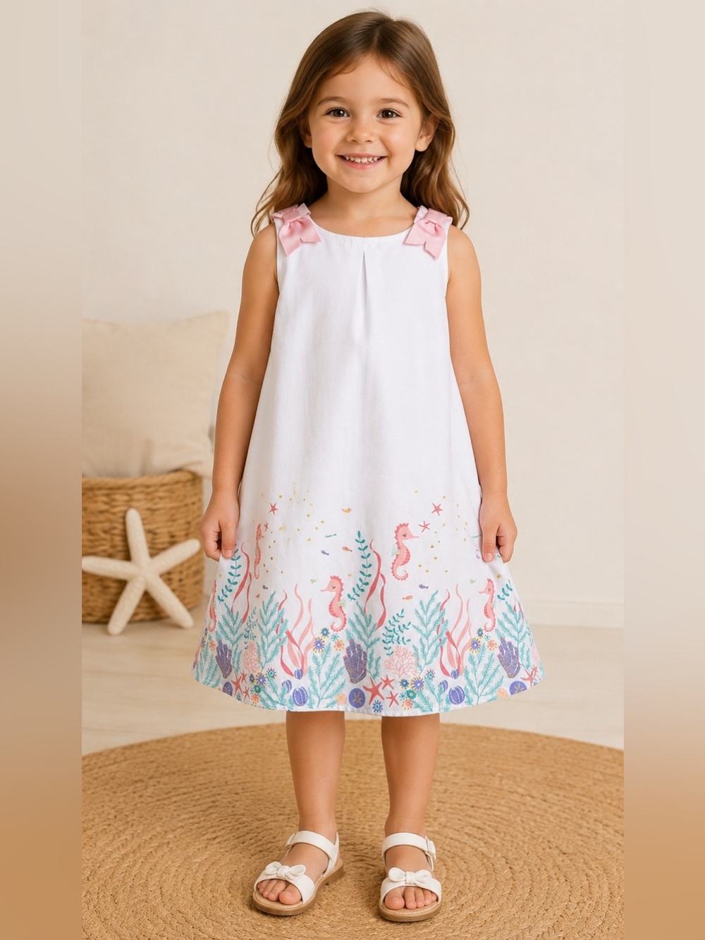 Catherine Malandrino “Under the Sea” Seahorse Dress Girls Size 4T. Cotton/Rayon